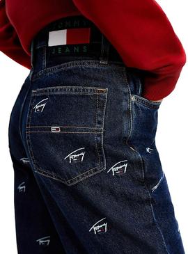 Pantalón Tommy Jeans Logos Marino para Mujer