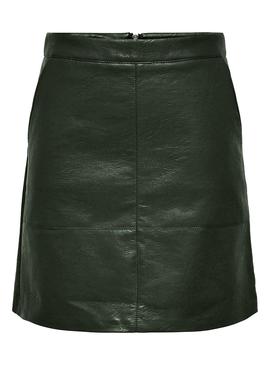 Falda Only Lisa Faux Leather Verde Para Mujer