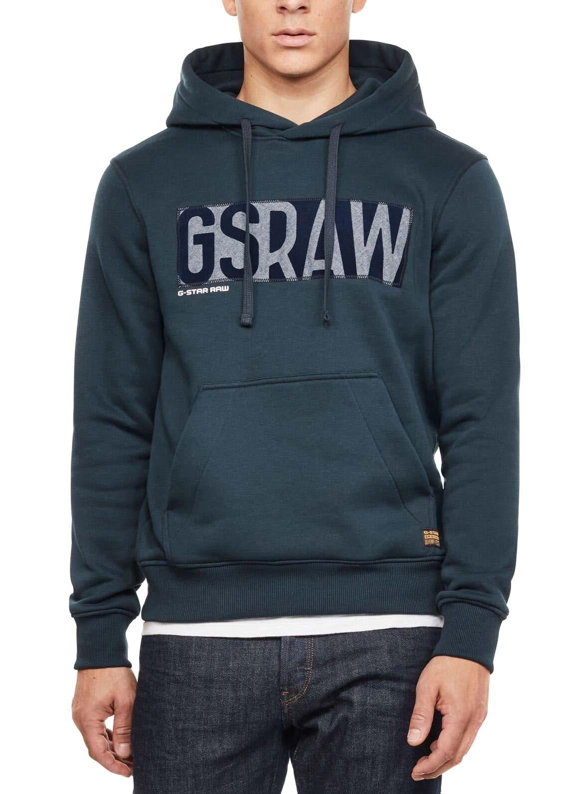 Para hombre G-Star Raw Panel Deportivo Original Logotipo GR Camiseta  Contraste Azul Imperial