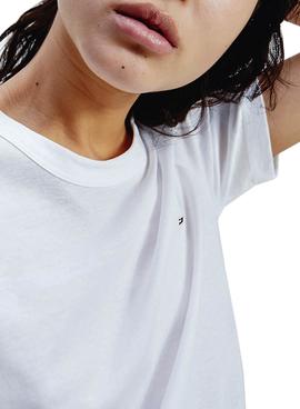 Camiseta Tommy Jeans Slim Ruffled Blanco Mujer