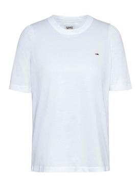 Camiseta Tommy Jeans Slim Ruffled Blanco Mujer