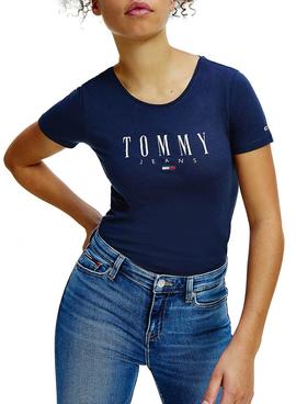 Camiseta Tommy Jeans Essential Logo Marino Mujer