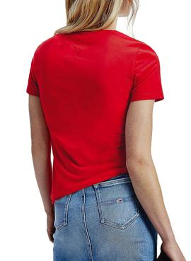 Camiseta Tommy Jeans Essential Logo Rojo Mujer