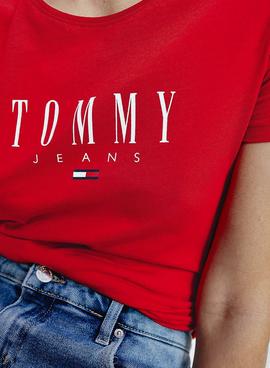 Camiseta Tommy Jeans Essential Logo Rojo Mujer