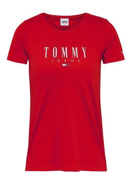 Camiseta Tommy Jeans Essential Logo Rojo Mujer