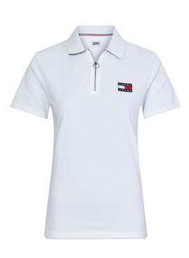 Polo Tommy Jeans Badge Blanco para Mujer
