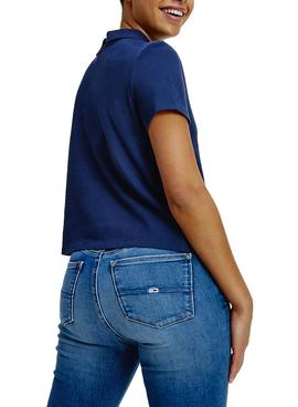 Polo Tommy Jeans Linear Logo Marino para Mujer