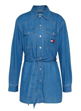 Sobrecamisa Tommy Jeans Boyfriend Azul para Mujer