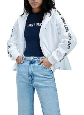Chaqueta Tommy Jeans Tape Sleeve Blanco Mujer