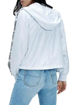 Chaqueta Tommy Jeans Tape Sleeve Blanco Mujer