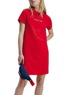 Vestido Tommy Jeans Essential Polo Rojo para Mujer