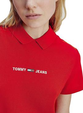 Vestido Tommy Jeans Essential Polo Rojo para Mujer