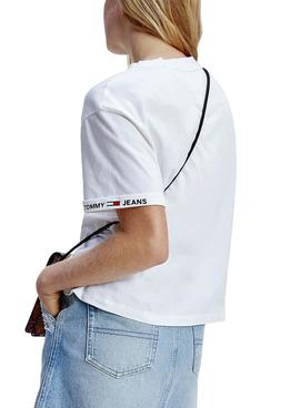 Camiseta Tommy Jeans Crop Branded Blanco Mujer