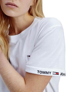 Camiseta Tommy Jeans Crop Branded Blanco Mujer