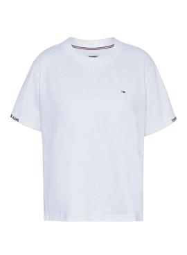 Camiseta Tommy Jeans Crop Branded Blanco Mujer