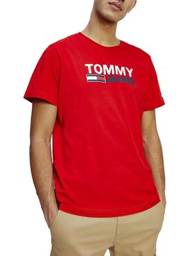 Camiseta Tommy Jeans Corp Logo Rojo para Hombre