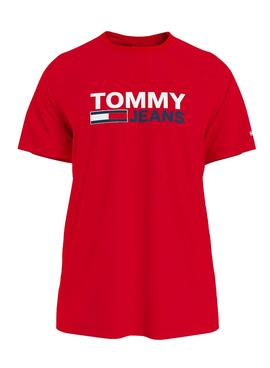 Camiseta Tommy Jeans Corp Logo Rojo para Hombre