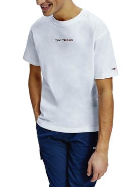 Camiseta Tommy Jeans Linear Logo Blanco Hombre