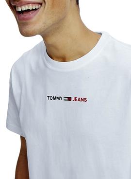 Camiseta Tommy Jeans Linear Logo Blanco Hombre