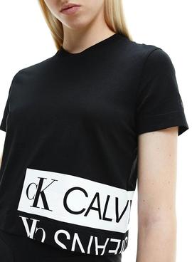 Camiseta Calvin Klein Mirrored Negro para Mujer