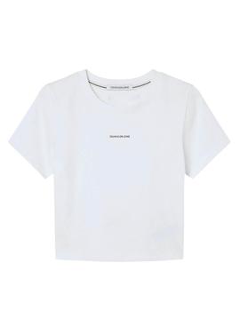 Camiseta Calvin Klein Micro Crop Blanco para Mujer