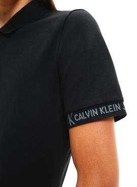 Polo Calvin Klein Logo Jacquard Negro para Hombre