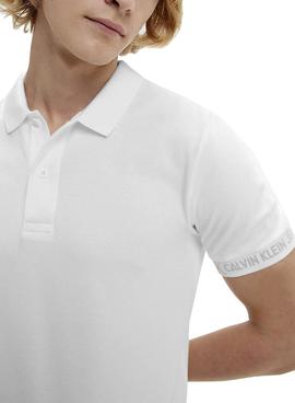 Polo Calvin Klein Logo Jacquard Blanco para Hombre
