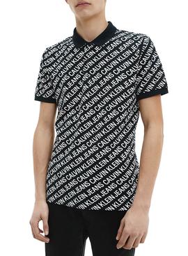 Polo Calvin Klein Diagonal Logo Negro para Hombre