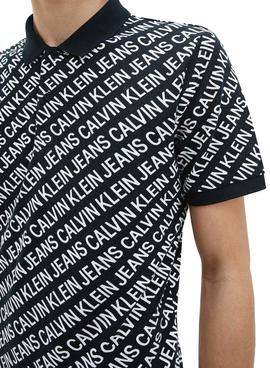 Polo Calvin Klein Diagonal Logo Negro para Hombre