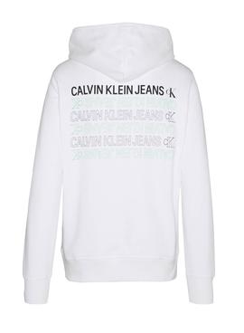 Sudadera Calvin Klein Repeat Text Blanco Hombre