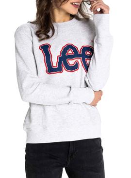 Sudadera Lee Logo Gris Mujer