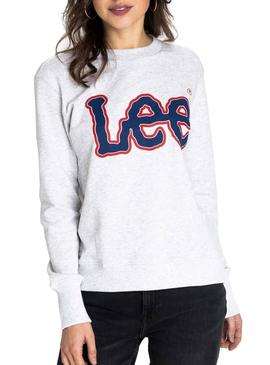 Sudadera Lee Logo Gris Mujer