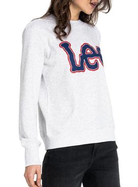 Sudadera Lee Logo Gris Mujer