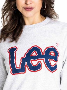 Sudadera Lee Logo Gris Mujer