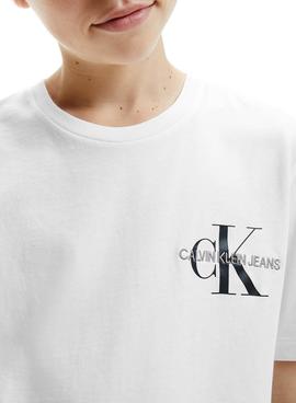 Camiseta Calvin Klein Chest Monogram Blanco Niño