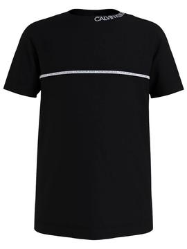 Camiseta Calvin Klein Logo Piping Negro para Niño