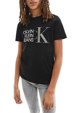 Camiseta Calvin Klein Hybrid Logo Negro para Niño