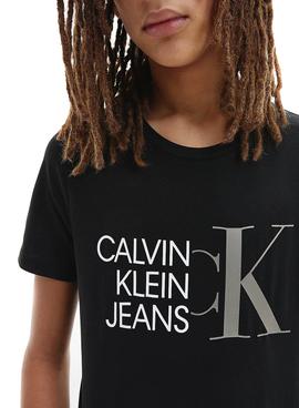Camiseta Calvin Klein Hybrid Logo Negro para Niño