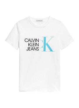 Camiseta Calvin Klein Hybrid Logo Blanco para Niño