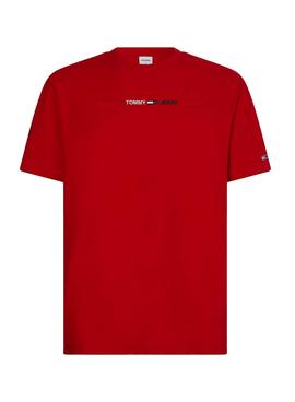 Camiseta Tommy Jeans Linear Logo Rojo para Hombre