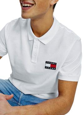 Polo Tommy Jeans Badge Blanco para Hombre