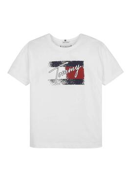 Camiseta Tommy Hilfiger Flag Print Blanco Niña