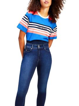 Camiseta Tommy Jeans Boxy Crop Azul para Mujer