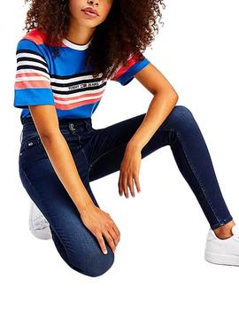 Camiseta Tommy Jeans Boxy Crop Azul para Mujer