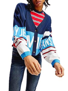 Chaqueta Tommy Jeans Cardigan Marino para Mujer