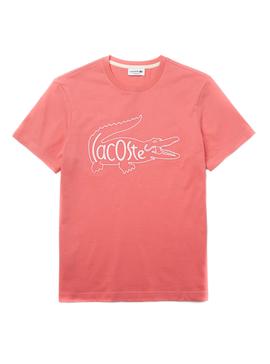 Camiseta Lacoste Logo Oversize Rosa para Hombre