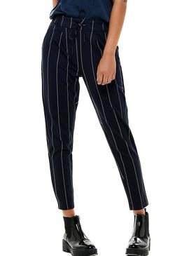 Pantalón Only Poptrash Tempo Stripe Azul Mujer