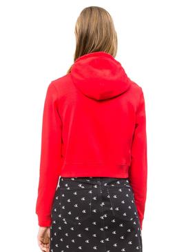 Sudadera Calvin Klein Monogram Hoodie Rojo Mujer