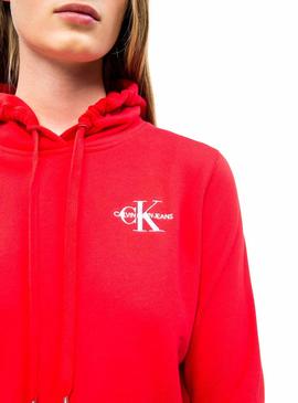 Sudadera Calvin Klein Monogram Hoodie Rojo Mujer