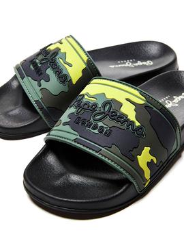 Chanclas Pepe Jeans Slider Camo Verde para Niño